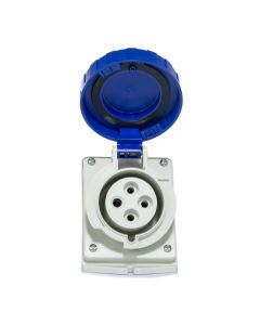 Tomada Industrial 3P + T 32A 220V 9h IP66/67/69 Scame Azul 1
