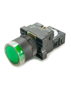 Botão de Pulso Iluminado 22mm Verde 1NA 220V Monobloco