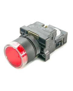 Botão de Pulso Iluminado 22mm Vermelho 1NF 24V Monobloco